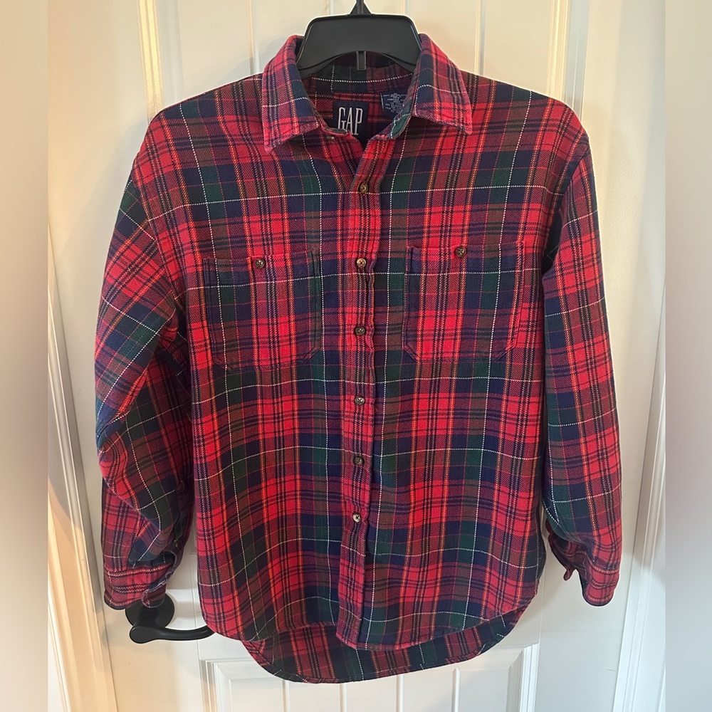 Vintage Gap Flannel Plaid Button Up Shirt Size Medium